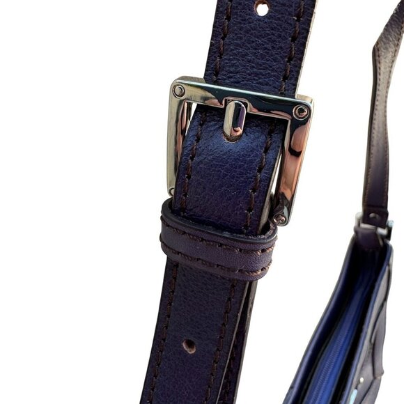 Etienne Aigner Navy Leather Buckle Detail Silver Hardware Shoulder Hobo Bag - Picture 12 of 12